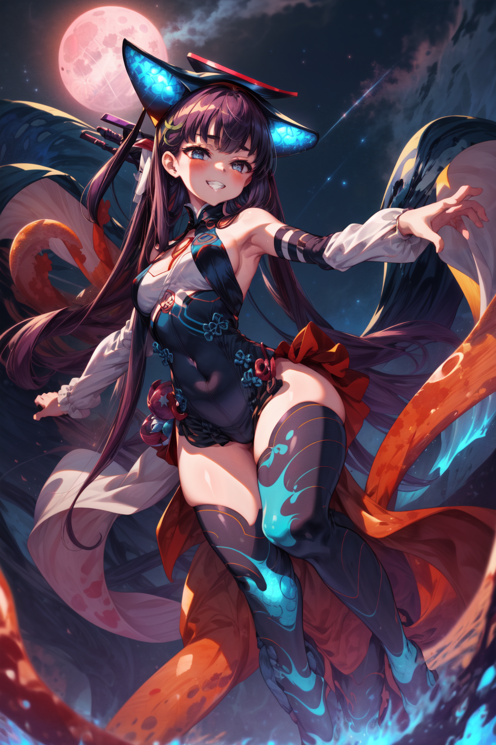 masterpiece,best quality,1girl,yang guifei \(fate\),3rdForeigner,CthughaForm,(tentacles),wide hips,thick thighs,evil grin,...